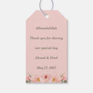 Elegant Blush Pink Peach Floral Islamic Wedding  Gift Tags