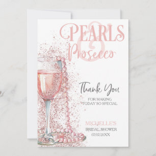 Elegant Blush Pink Pearls and Prosecco Thank You Invitation