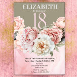 Elegant Blush Pink Peony 18th Birthday Invitation<br><div class="desc">Elegant Blush Pink Peony Flower 18th Birthday Invitation For Women.  Easy To Change The Sample Text To Your Own By Clicking Personalise.  Click Personalise/Edit With Design Tool To Change The Font Type,  Font Colour,  Font Size,  Or To Add/Delete/Change The Text Or Design Elements.</div>