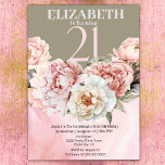 Elegant Blush Pink Peony 21st Birthday Invitation<br><div class="desc">Elegant Blush Pink Peony Flower 21st Birthday Invitation For Women.  Easy To Change The Sample Text To Your Own By Clicking Personalise.  Click Personalise/Edit With Design Tool To Change The Font Type,  Font Colour,  Font Size,  Or To Add/Delete/Change The Text Or Design Elements.</div>