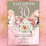 Elegant Blush Pink Peony 30th Birthday Invitation<br><div class="desc">Elegant Blush Pink Peony Flower 30th Birthday Invitation For Women.  Easy To Change The Sample Text To Your Own By Clicking Personalise.  Click Personalise/Edit With Design Tool To Change The Font Type,  Font Colour,  Font Size,  Or To Add/Delete/Change The Text Or Design Elements.</div>