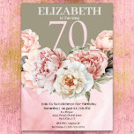 Elegant Blush Pink Peony 70th Birthday Invitation<br><div class="desc">Elegant Blush Pink Peony Flower 70th Birthday Invitation For Women.  Easy To Change The Sample Text To Your Own By Clicking Personalise.  Click Personalise/Edit With Design Tool To Change The Font Type,  Font Colour,  Font Size,  Or To Add/Delete/Change The Text Or Design Elements.</div>