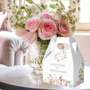 Elegant Blush Pink Peony Floral Garden Wedding Favour Box