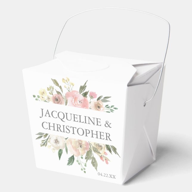Elegant Blush Pink Peony Floral Wedding Fortune Favour Box (Front)