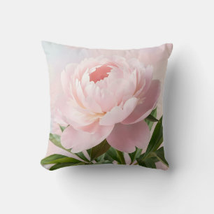  Elegant Blush Pink Peony Realistic Floral  Cushion