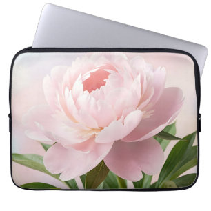 Elegant Blush Pink Peony Realistic Floral Laptop Sleeve