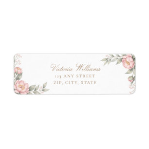 Elegant Blush Pink Peony Rose Party Return Address