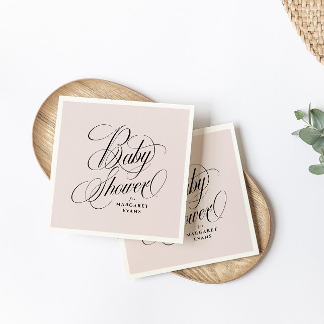 Elegant blush pink personalised baby shower napkin (Creator Uploaded)