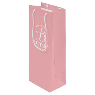 Elegant Blush Pink Personalised Bridesmaid Wine Gift Bag