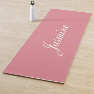 Elegant Blush Pink Personalised Name Yoga Mat