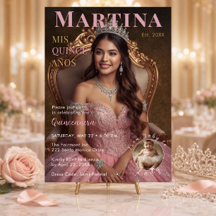Elegant Blush Pink Photo Mis Quince Años Invitation
