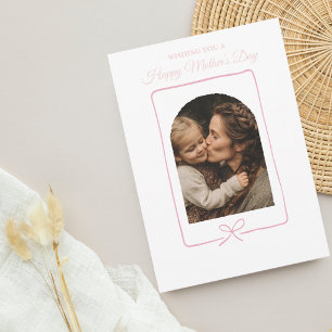 Elegant Blush Pink Photo Mother's Day Personalised Holiday Card