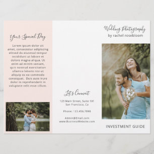 Elegant Blush Pink Photography Trifold Brochure