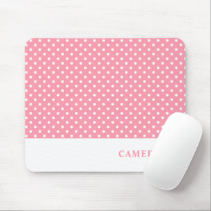 Elegant Blush Pink Polka Dots Personalised Mouse Mat