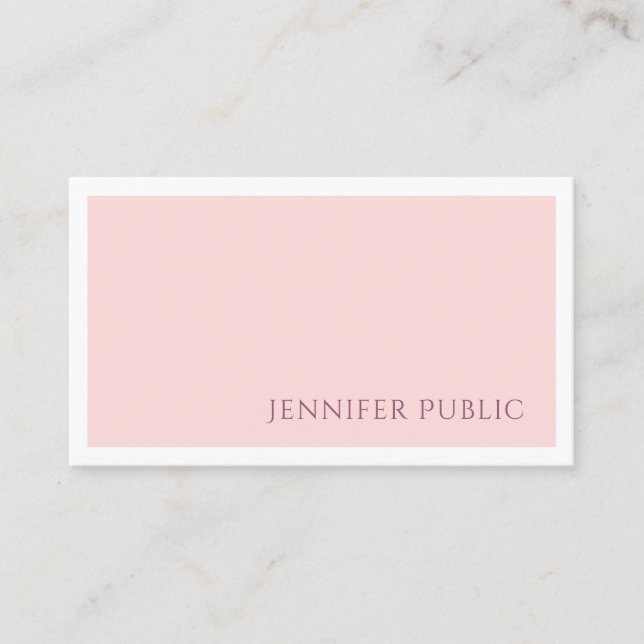 Elegant Blush Pink Professional Minimal Plain Business Card (Front)