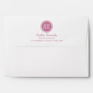 Elegant Blush Pink Professional Monogram Business Envelope