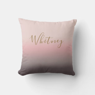 Elegant Blush Pink Purple Calligraphy Name Cushion