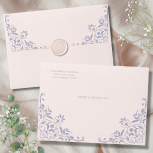 Elegant Blush Pink Purple Vintage Romantic Wedding Envelope