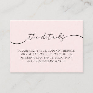 Elegant Blush Pink QR Code Wedding Details Enclosure Card