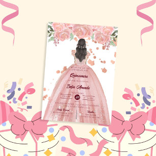 Elegant Blush Pink Quinceañera Princess Party Invitation