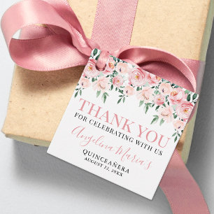 Elegant Blush Pink Quinceanera Thank You Favour Tags