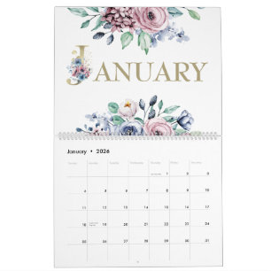 Elegant Blush Pink Rose 2026 Calendar