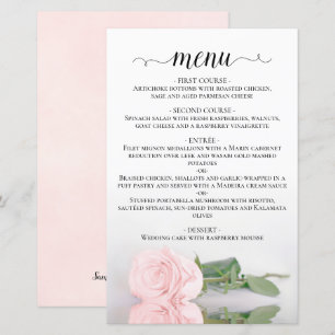 Elegant Blush Pink Rose Budget Wedding Menu