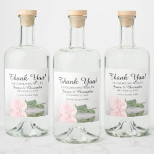 Elegant Blush Pink Rose Chic Wedding Thank You Liquor Bottle Label