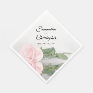 Elegant Blush Pink Rose Diagonal Design Wedding Napkin