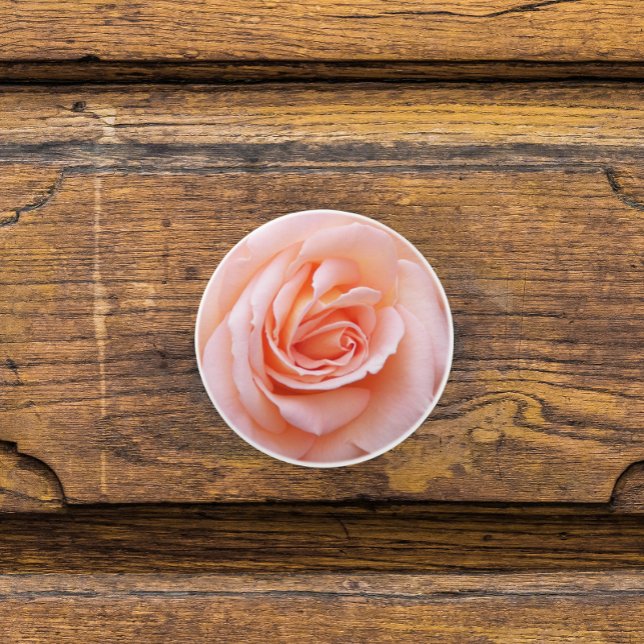 Elegant Blush Pink Rose Floral Ceramic Knob (In Situ)