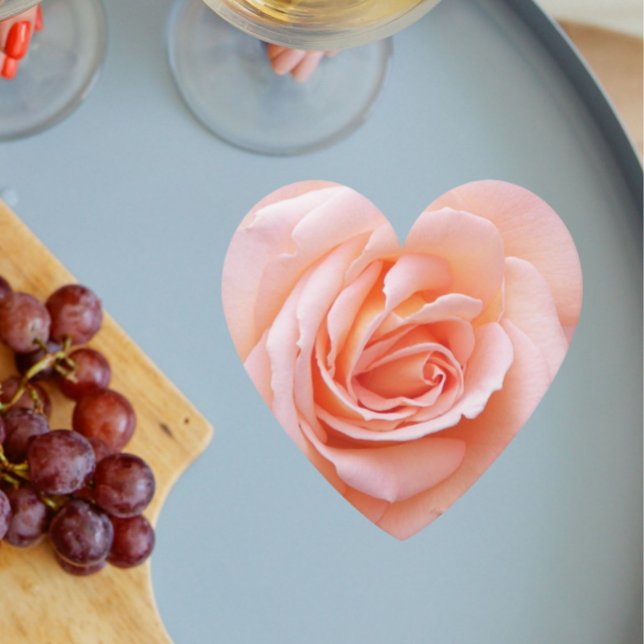 Elegant Blush Pink Rose Floral Paper Coaster (In Situ Wedding)
