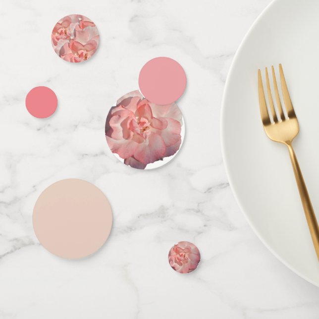 Elegant Blush Pink Rose Floral Wedding Reception Confetti (Group)