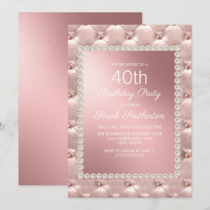 Elegant Blush Pink Rose Gold 40th Birthday Party Invitation