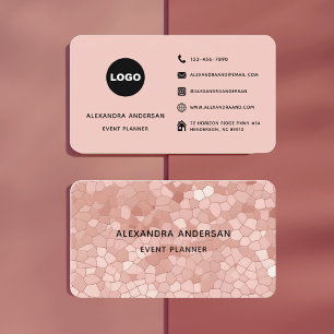 Elegant Blush Pink Rose Gold Abstract Pattern Business Card