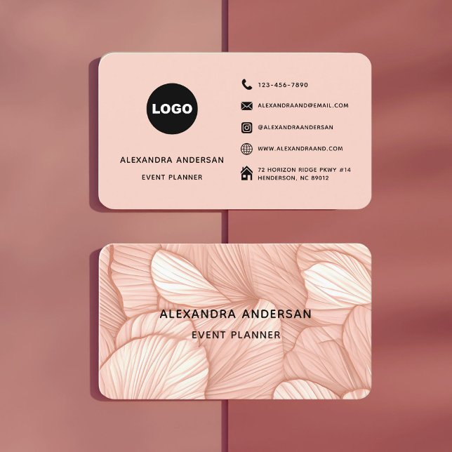 Elegant Blush Pink Rose Gold Botanical Pattern Business Card (Elegant Blush Pink Rose Gold Botanical Pattern Business Card)