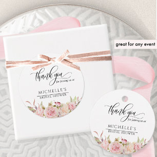 Elegant Blush Pink Rose Gold Bridal Shower Favour Tags