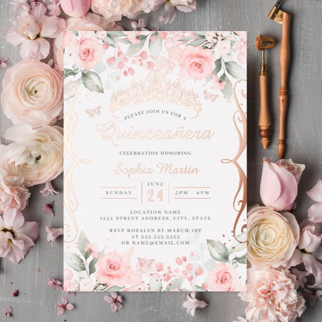 Elegant Blush Pink Rose Gold Quinceanera  (Creator Uploaded)