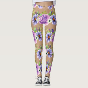 Elegant Blush Pink Rose Lilac Flower Skin Leggings