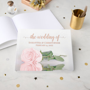 Elegant Blush Pink Rose Medium Wedding Foil Guest Book