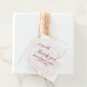 Elegant Blush Pink Rose Watercolor Floral Wedding Favour Tags