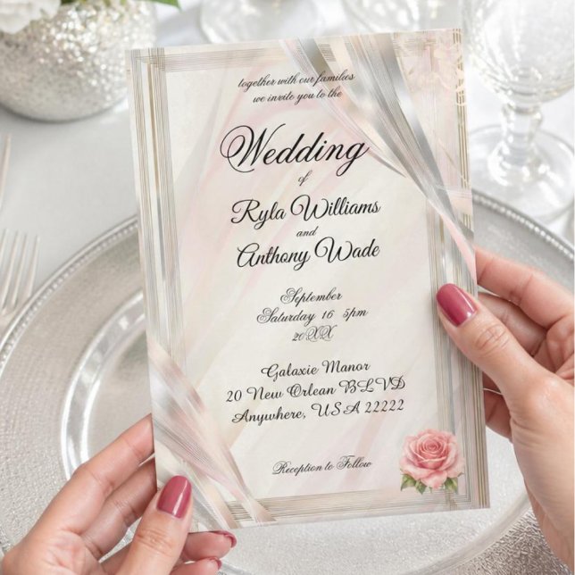 Elegant Blush Pink Rose Wedding Invitation (Creator Uploaded)
