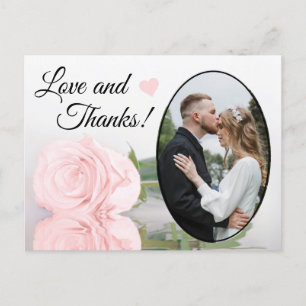 Elegant Blush Pink Rose Wedding Love & Thanks Postcard