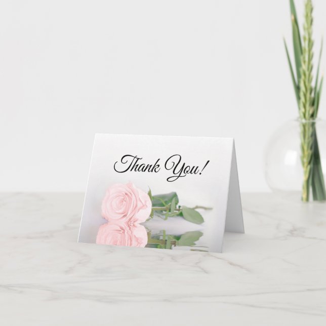 Elegant Blush Pink Rose Wedding Photo Inside Thank You Card (Front)