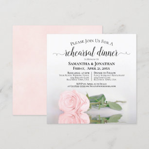 Elegant Blush Pink Rose Wedding Rehearsal & Dinner Invitation