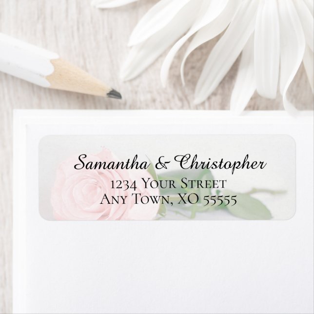 Elegant Blush Pink Rose Wedding Return Address (Insitu)