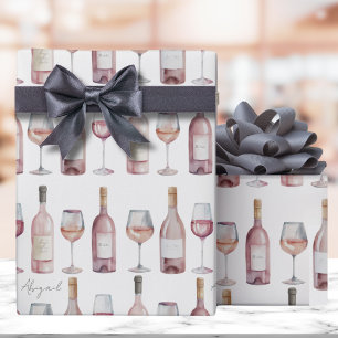 Elegant Blush Pink Rosé Wine Wrapping Paper