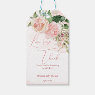 Elegant blush pink roses baby shower gift tags