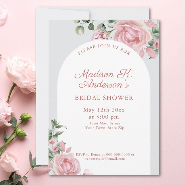 Elegant Blush Pink Roses Bridal Shower Invitation (Creator Uploaded)