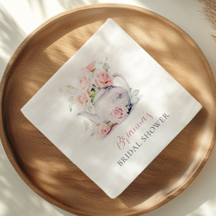 Elegant Blush Pink Roses Bridal Shower Tea Party Napkin
