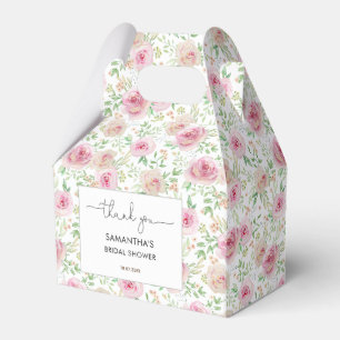 Elegant Blush Pink Roses Bridal Shower Thank You Favour Box